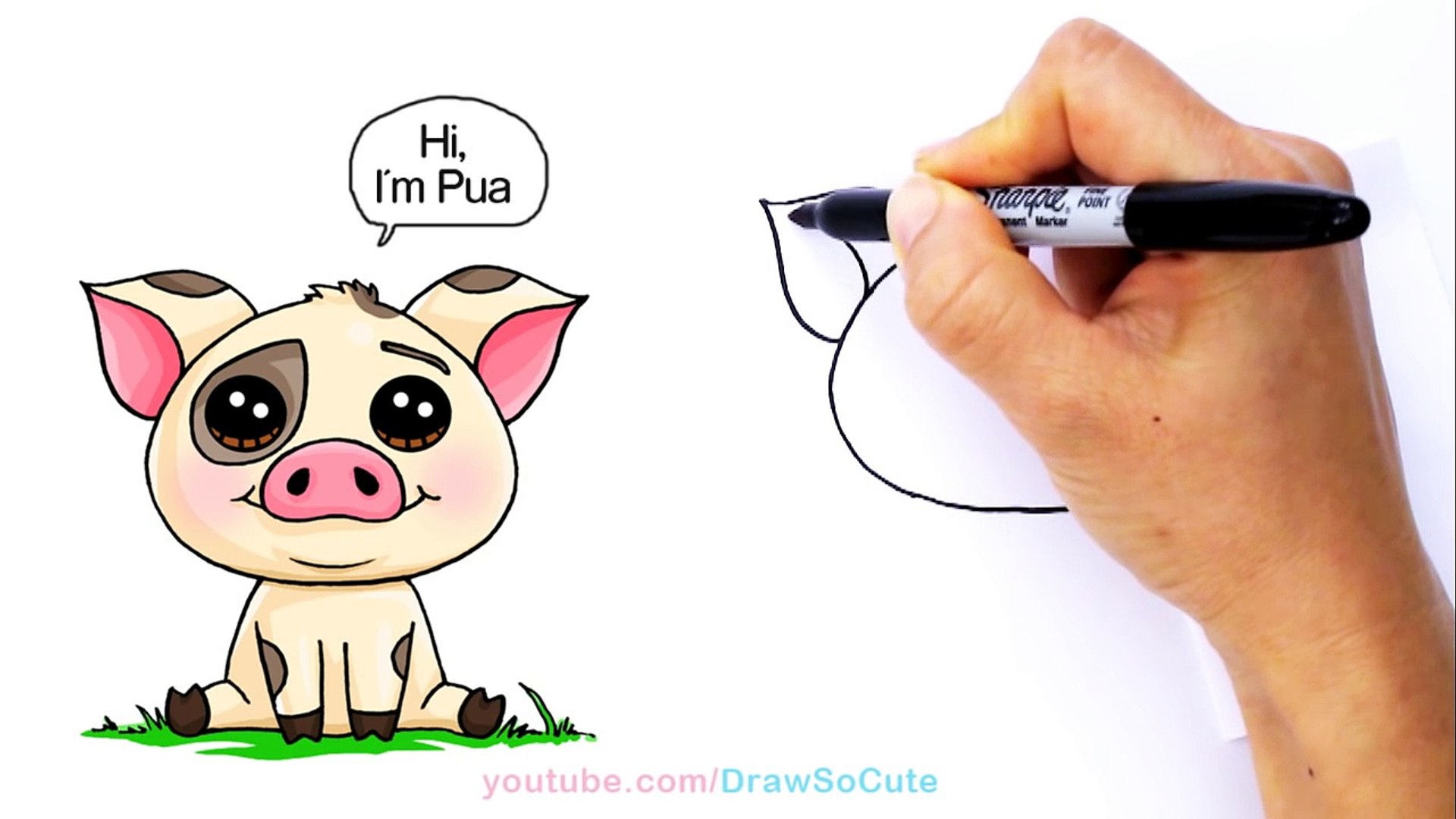 How To Draw Moana Pua Pig Step By Step Cute And Easy Disney Movie Video Dailymotion