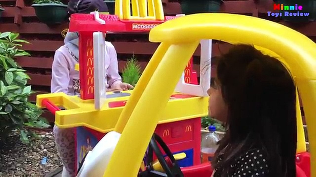 McDonalds Drive Thru Prank Bad Daddy! Power Wheels Ride On Car With Happy Meal Burger & Fries