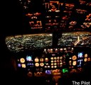 Cockpit View Emirates Night Landing in Dubai Airport