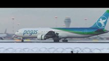 Pegas Fly Boeing 767-300ER Landing in Ice Fog at St.Petersburg Airport Pulkovo