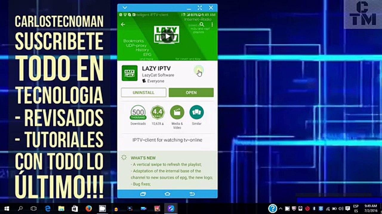 Revisado Lazy IPTV - Mejor Lista m3u latino - TV guia y recordatorios - tv de paga gratis 2016