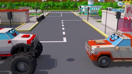 Giant Excavator & Red Truck | Diggers Construction Vehicles 3D Kids Cartoon Cars & Trucks Stories