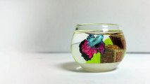 Cute, miniature Betta Fish / Treasue Chest fish bowl - Polymer clay/ Resin Tutorial