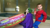 McDONALDS DRIVE THRU Prank SPIDERMAN Joker stole Giant Burger! Real Food! Crazy SuperHeroes IRL