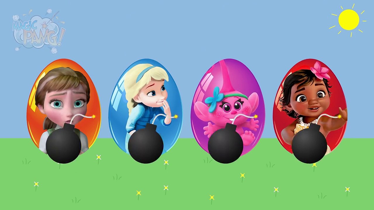 Wrong Heads Eggs Baby Moana Little Elsa Little Anna Baby Trolls Poppy Finger Family Nursery Rhymes