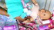 Playing with cute Baby Doll playset for girls - Diaper change and doll dress with twin stroller toy