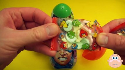 4 JUMBO Surprise Eggs! Angry Birds Spider-Man Captain America Avengers Star Wars