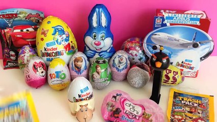 Surprise Eggs collection kinder minnie mouse cars angry birds trash pack surprise toys