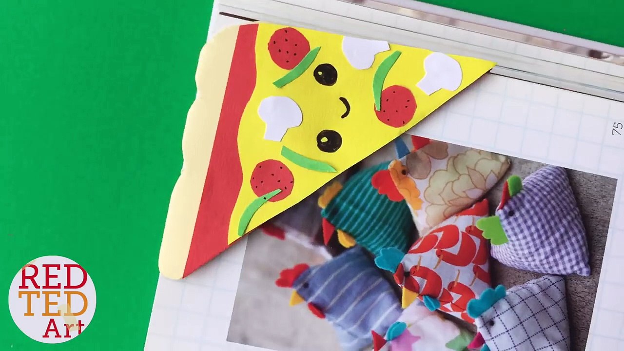 Easy Pizza Bookmark Corner DIY - Kawaii Bookmark DIYs - Paper Crafts