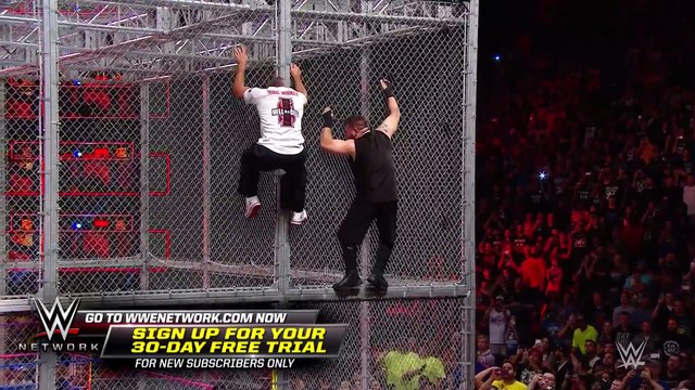 Shane McMahon sends Kevin Owens crashing onto the announce table WWE Hell in a Cell 2017