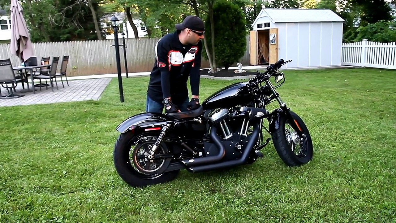 Harley Davidson Sportster 48 with 4.5 gallon gas tank and drag bars