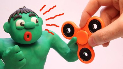 Bad HULK steals Fidget Spinner Play Doh Superheroes in Real Life Stop Motion