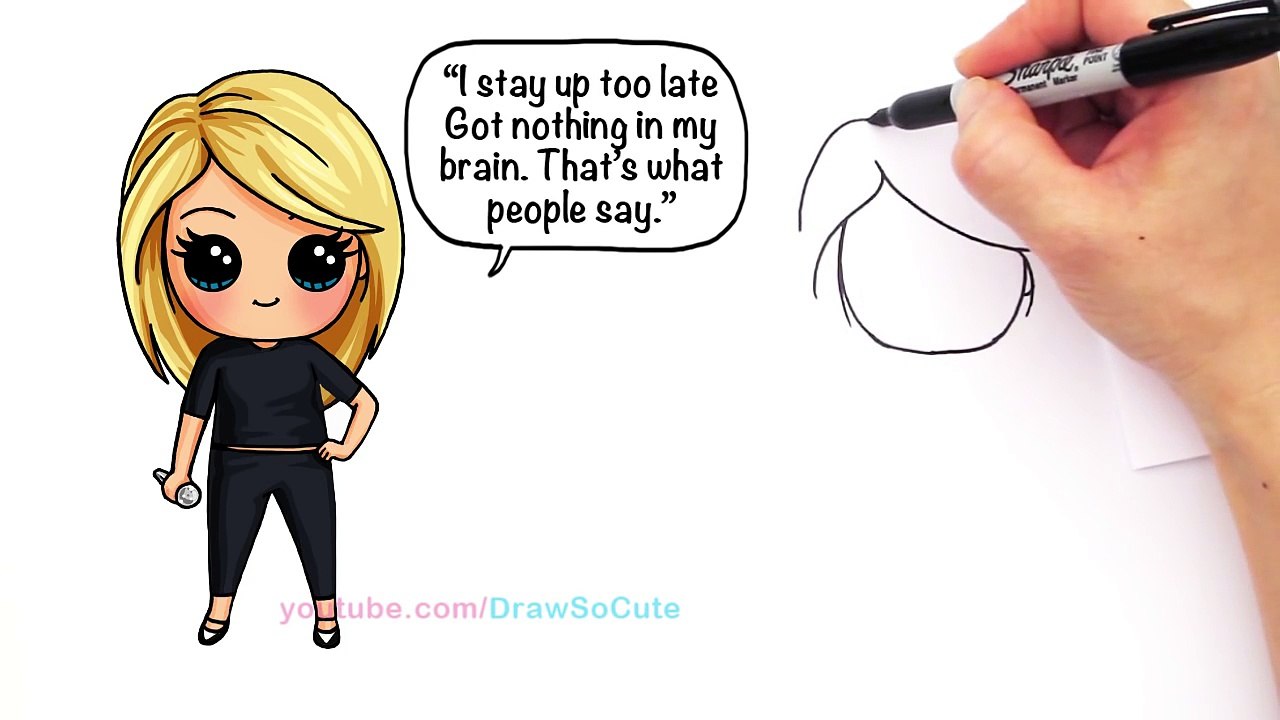 How to Draw Chibi Taylor Swift Cute step by step Shake It Off Music Video