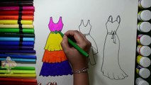 Draw and Color Barbie Dresses Coloring Page and Learn Colors for Kids Pt - 159