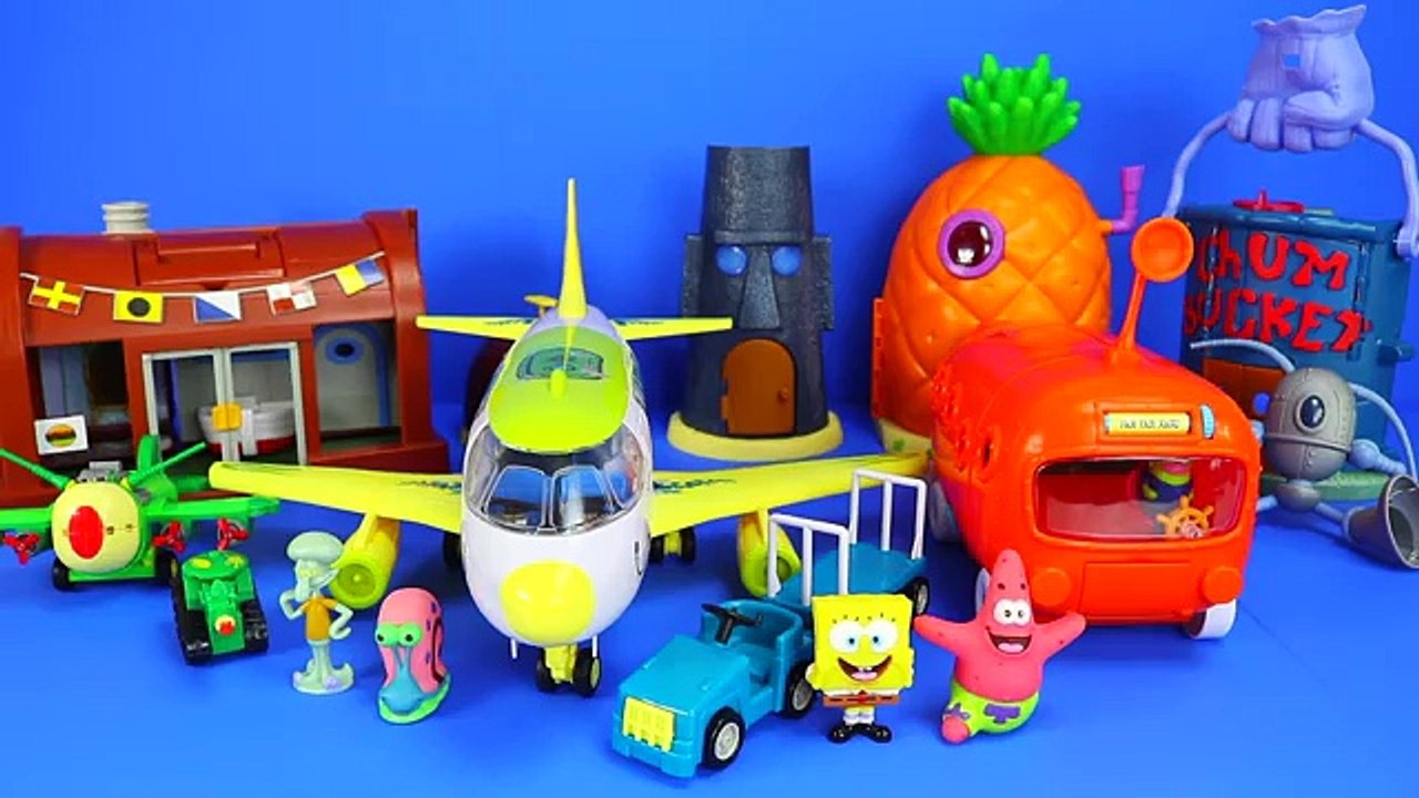 Spongebob Squarepants Plane & Bikini Bottom Submarine Bus Playset Episode with Duplo & Peppa Pig