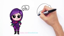 How to Draw Mal from Disney Descendants Cute step by step