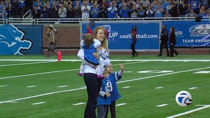 Soldier surprises wife at Detroit Lions game