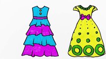 How to Draw Dress Coloring Pages for Kids Drawing Art Colors wiht Colored Markers and Glitter
