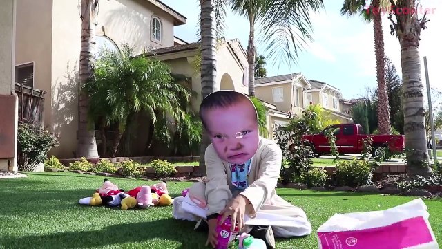 BIG ANGRY BABY Eats Ice Cream at BASKIN ROBBINS Drive-Thru! w/ Spiderman & Rapunzel in Real Life