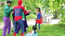 spiderman superman frozen Elsa vs Hulk Supergirl & Super BABY vs Maleficent Spider-man Joker Funny