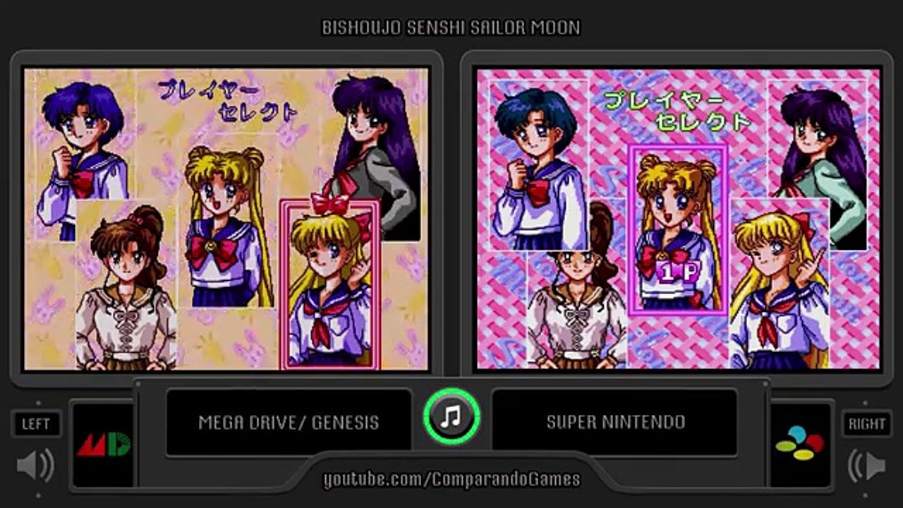 Sailor Moon (Sega Genesis vs Snes) Side by Side Comparison (Mega Drive vs Super Famicom)