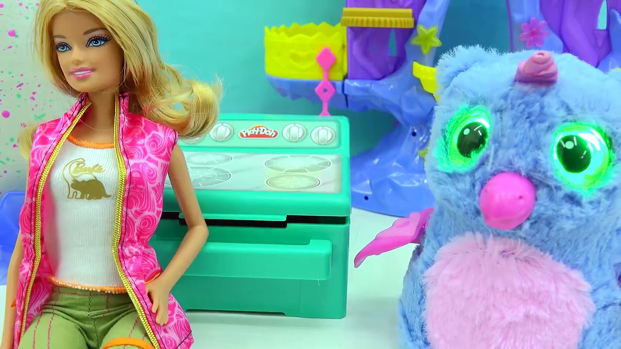 Feeding Playdoh Food & Taking Care of Hatchimals Owlicorn + Baby Egg with Fur Real Friends