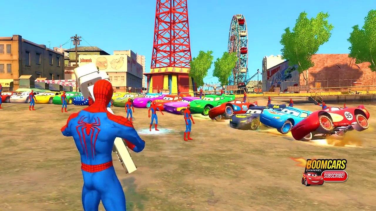 Disney Color McQueen Dinoco #Cars TRAIN TRANSPORTATION, Finger Family song! McQueen Spiderman fun!