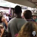 Man starts screaming on train, and is pushed out by passenger's