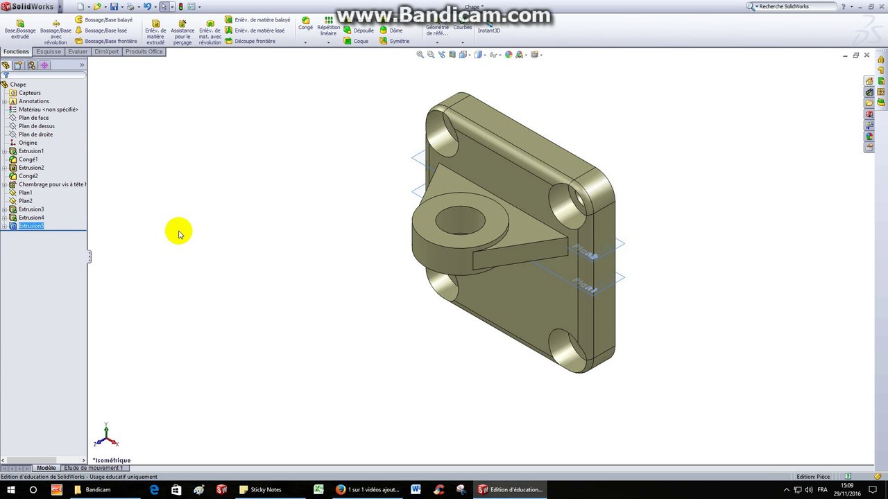 Vérin hydraulique-TP3-Chape (modélisation volumique)