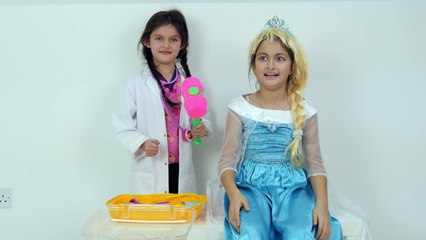 DOC MCSTUFFINS FROZEN ELSA SURGERY w/ Bad Baby Dr. Kids TOYS Funny Family Video