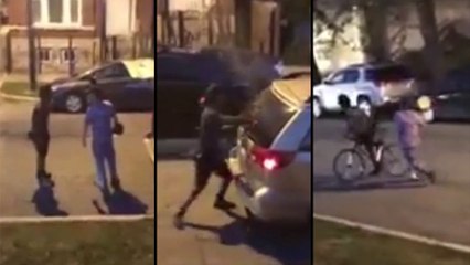 On voit toute l'utilité du casque de vélo pendant ce roadrage..