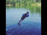 Kid Shows Off His Funny 'Diving' Skills