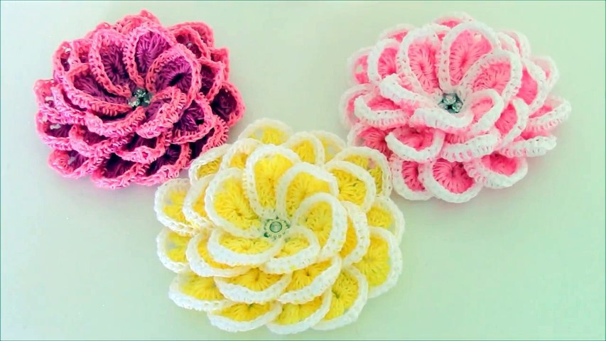 Como tejer fácil y rápido flores en una sola tira- Make creates beautiful  flowers cute gifts – Видео Dailymotion