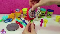 Play Doh Ice Cream Frozen Princess Elsa Anna and Olaf - Lets Play With Disney Princess