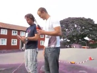 Champagne shower and car racing on Sweden social web camp