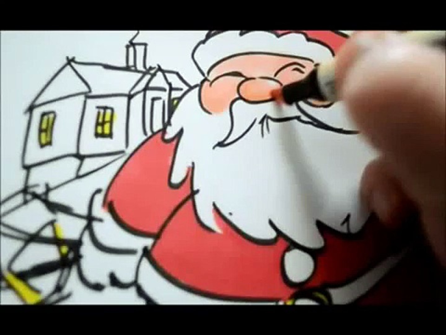 ASMR Christmas: Drawing Santa Claus, reindeer, christmas card
