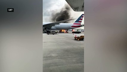 Plane catches fire on runway after equipment fail