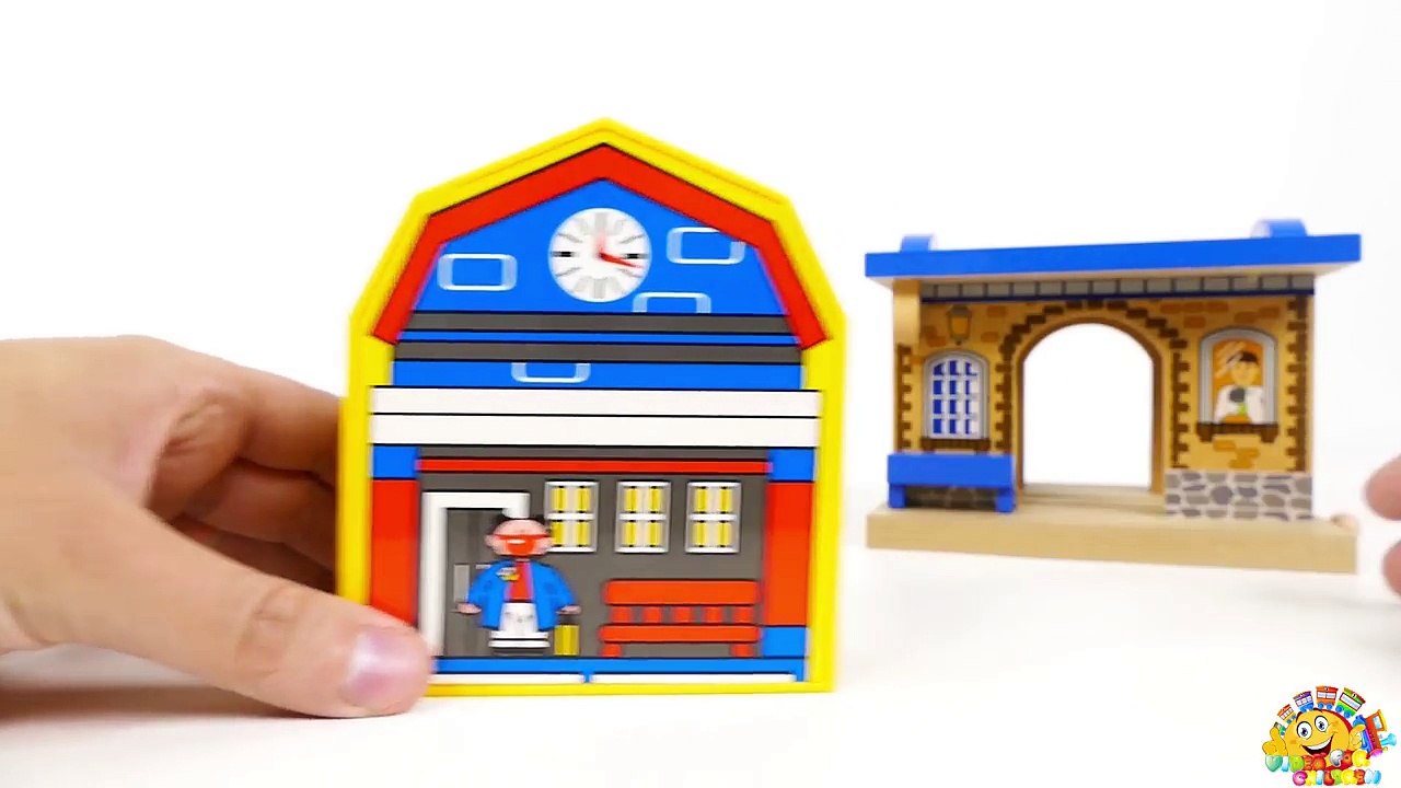 TRAINS FOR CHILDREN VIDEO: BALBI Wooden Railway 100 Items Crazy Stop Motion Toys Review
