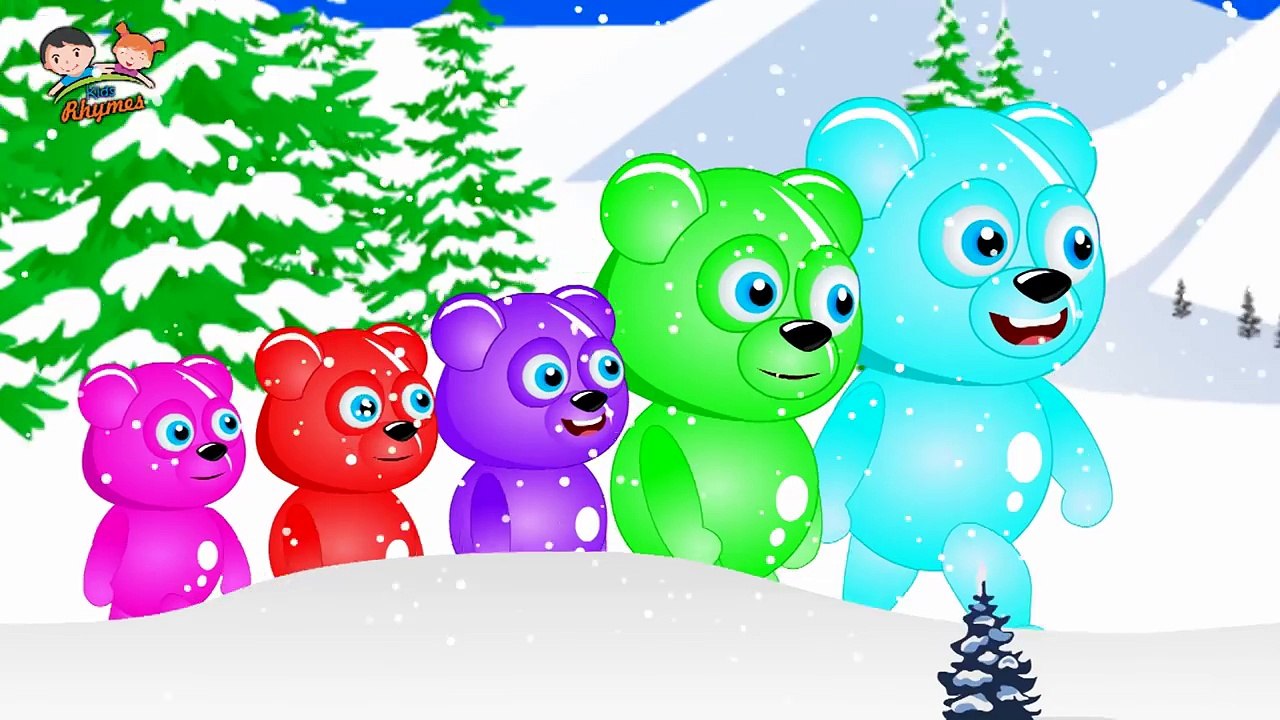 Mega Gummy Bear Make a Snowman Funny Finger Family Nursery rhymes for children