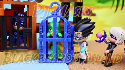 PJ Masks Caged! Luna Girl and Romeo Capture Jail Catboy and Owlette at Pirate Cove Blackbeard Lair