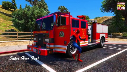 Süper Kahraman Spiderman Söndürür ile ÇOCUKLAR için ÇEKİCİ KAMYON ve OTOBÜS tamir Araba Çizgi film