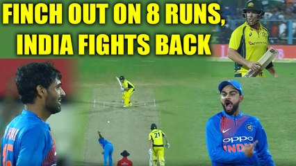 Télécharger la video: India vs Australia 2nd T20I : Aaron Finch out on balling of Bhuvneshwar Kumar, Kohli takes catch | Oneindia News