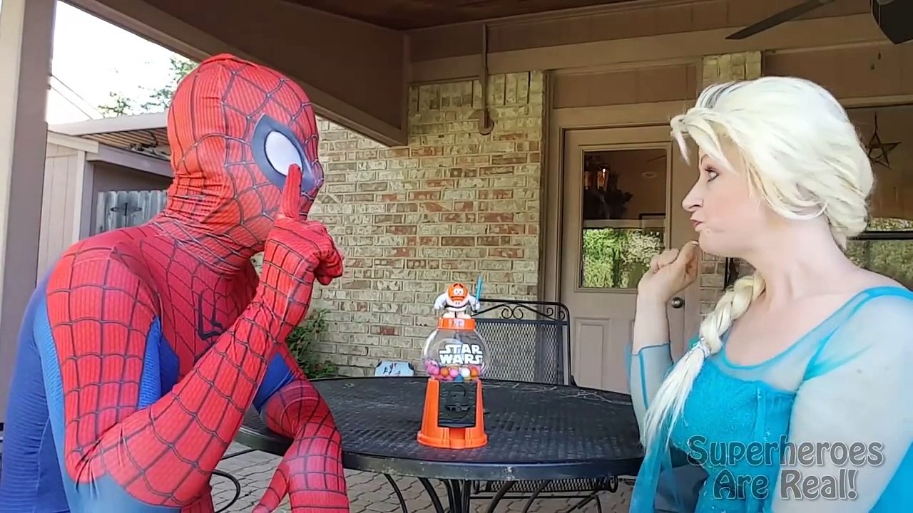 Spiderman & Frozen Elsa Bubble Gum w/ Pink Spidergirl, Mermaid, Maleficent, Jail & Joker Prank :)