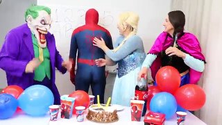 Frozen Elsa & Spiderman AT SCHOOL HAPPY BIRTHDAY SURPRISE PARTY w/ Joker in Real Life Superhero IRL