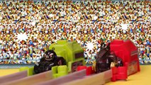 Angry Birds Transformers RACE! on the Optimus Prime Raceway Speed Race. Who Will Win?