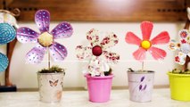 Artesanato com Garrafa Pet - Como Fazer Flores de Plástico Reciclado - Faça Você Mesmo - DIY