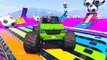 Learn Colors - Monster Truck Cars in Spiderman Cartoon for Kids & Color Cars w Nursery Rhymes