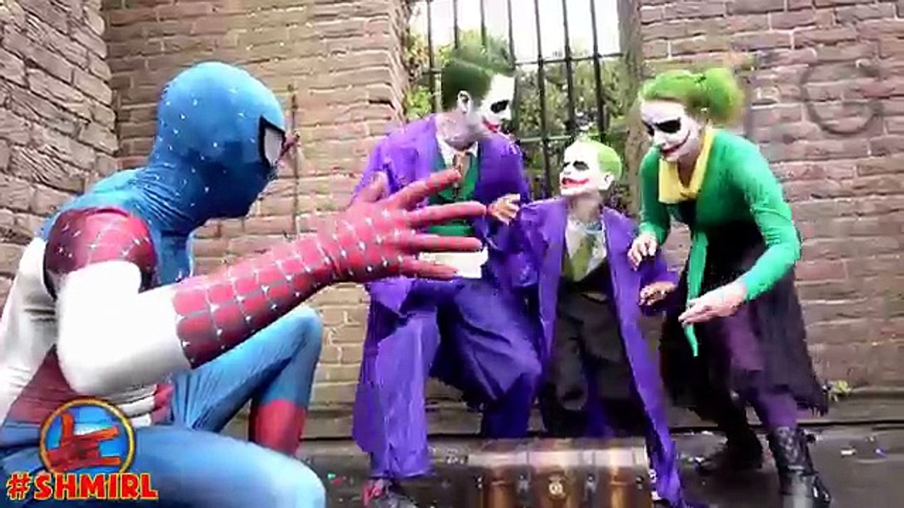 Spiderman vs JOKER GIRL vs Bad BABY Joker Boy in real life Joker Family w/ Frozen Elsa Superhero Fun
