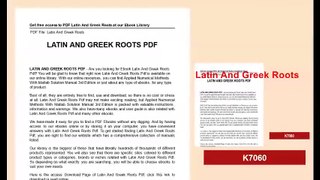 Latin And Greek Roots