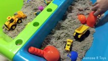 Surprise Eggs Hunt Alphabet Kids Learn ABC Capital A to Z Construction Trucks Sand Bamzee R Toys